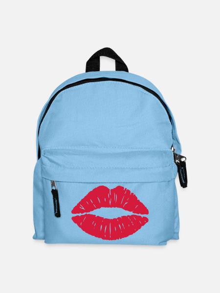 Mund - Kuss - Lippen - Kiss - Kinder Rucksack - Hellblau