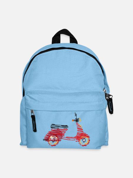 Retro Motorroller – Abstrakte Kritzelzeichnung - Kinder Rucksack - Hellblau