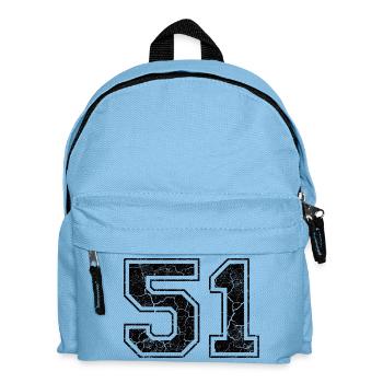 Zahl 51 im Vintage-Shabby-Chic - Kinder Rucksack - Hellblau - Vorne