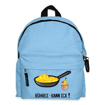 Rührei, Eierspeise kochen, Küken, Berliner Dialekt - Kinder Rucksack - Hellblau - Vorne