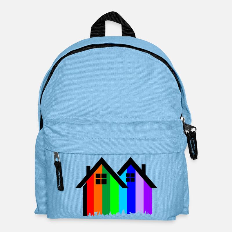 Bunte Häuser streichen - Kinder Rucksack - Hellblau