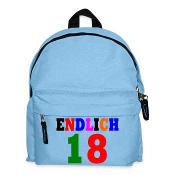 Endlich 18 - Kinder Rucksack - Hellblau - Vorne