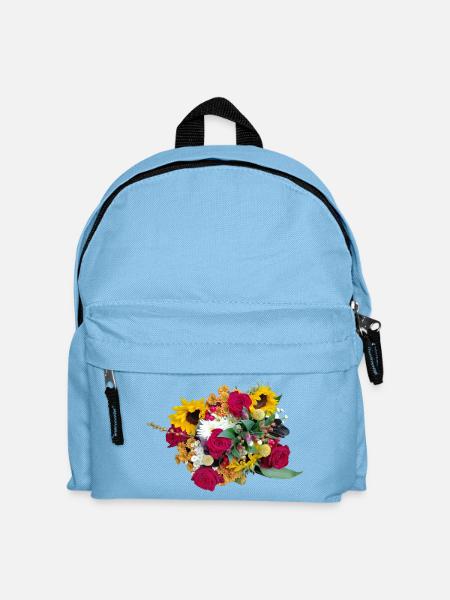 Colourful bouquet of flowers roses sunflowers - Kids' Backpack - light blue