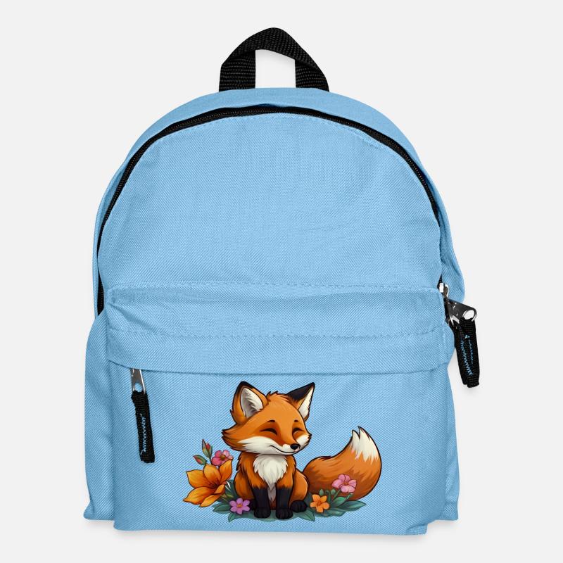 Fuchs mit Blumen - Floral Fox - Kinder Rucksack - Hellblau
