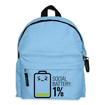 Social Battery : 1% - Kids' Backpack - light blue - Front