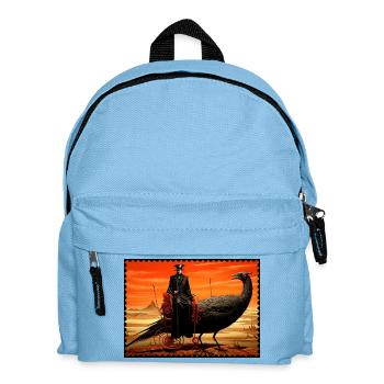Surrealische Wüstenfantasie mit Rabe und Herrscher - Kinder Rucksack - Hellblau - Vorne