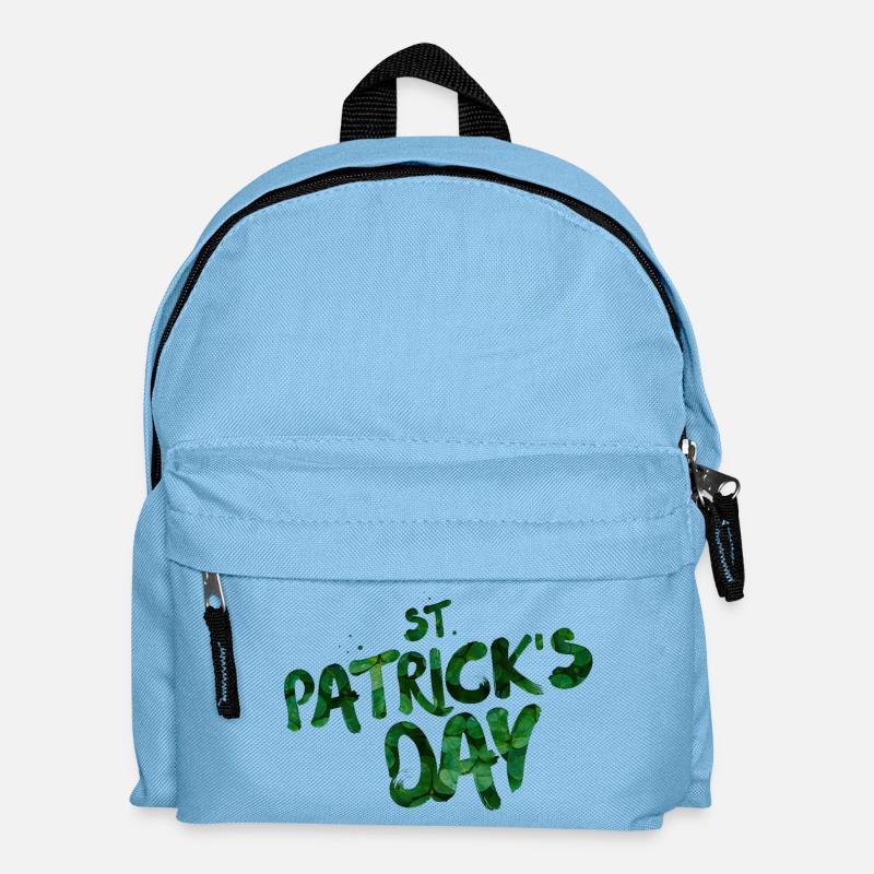 Green Leaf Typo St Patrick's Day - Kids' Backpack - light blue