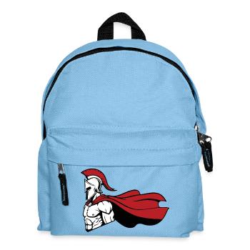 Spartiate_Guerrier_Mascotte_Casque_Cape_Rouge - Kids' Backpack - light blue - Front