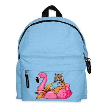 Cool Tiger auf Flamingo-Boje – Sommer-Rig-Design - Kinder Rucksack - Hellblau - Vorne