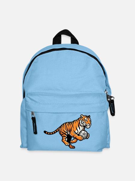 Starker Tiger Mit Fußball Für Fußballfans - Kinder Rucksack - Hellblau
