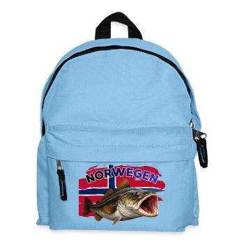 Norwegen Dorsch- Angeln - Kinder Rucksack - Hellblau - Vorne