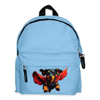 Superhero Dachshund with Cape - Kids' Backpack - light blue - Front