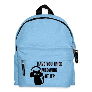 Lustige IT Katze - Have you tried meowing at it? - Kinder Rucksack - Hellblau - Vorne