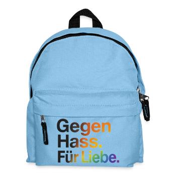 Gegen Hass Für Liebe für Frauen & Männer CSD - Kinder Rucksack - Hellblau - Vorne