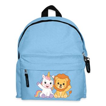 Einhorn und Löwe – Süße Kindergarten Freunde  - Kinder Rucksack - Hellblau - Vorne