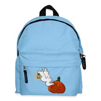 Ghost with lantern over pumpkin - Kids' Backpack - light blue - Front