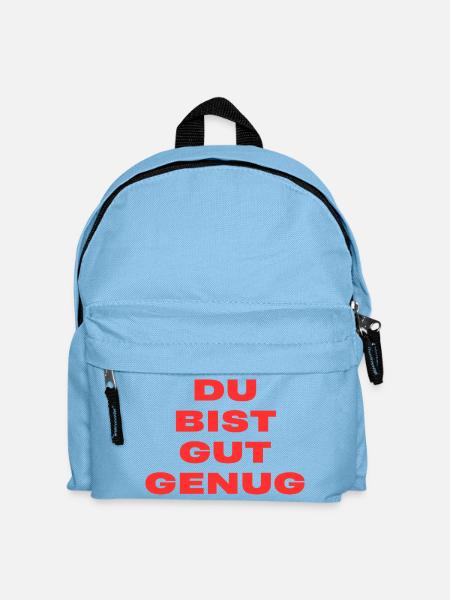 Du Bist Gut Genug – Trendy Song Text - Kinder Rucksack - Hellblau