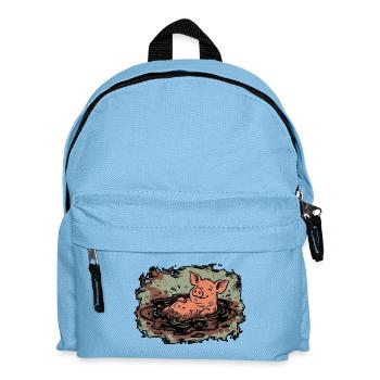 Schwein im Schlamm Landwirt - Kinder Rucksack - Hellblau - Vorne
