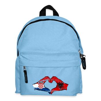 Kroatien Albanien Flagge Hände Herzform used - Kinder Rucksack - Hellblau - Vorne