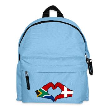 Südafrika Dänemark Flagge Hände Herzform - Kinder Rucksack - Hellblau - Vorne