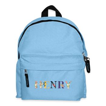 HENRY Name mit Blumen geschmückt - Kinder Rucksack - Hellblau - Vorne