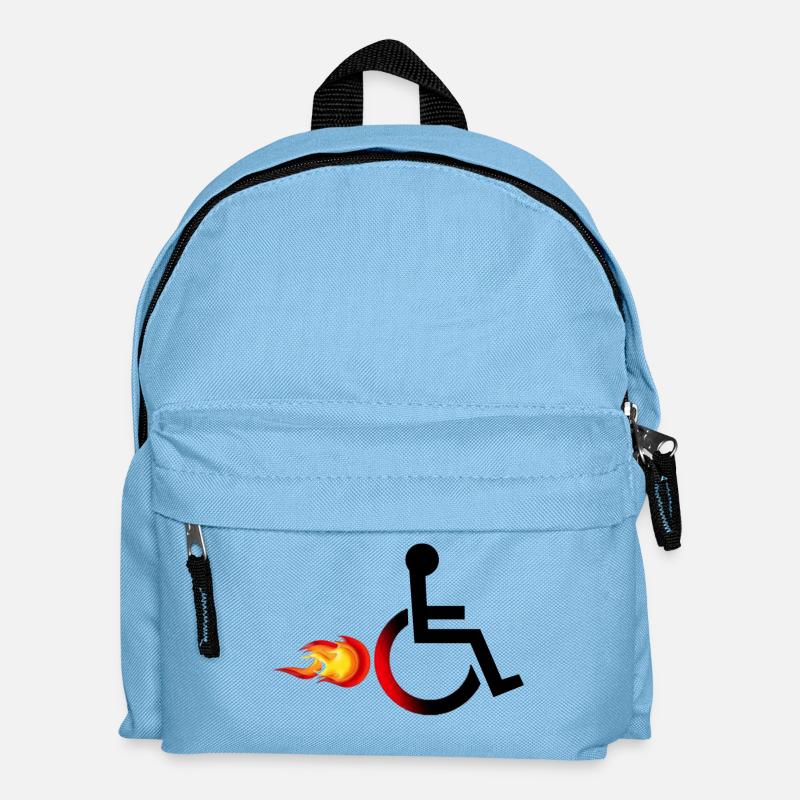 Rollstuhlfahrer mit Flammen # - Kinder Rucksack - Hellblau