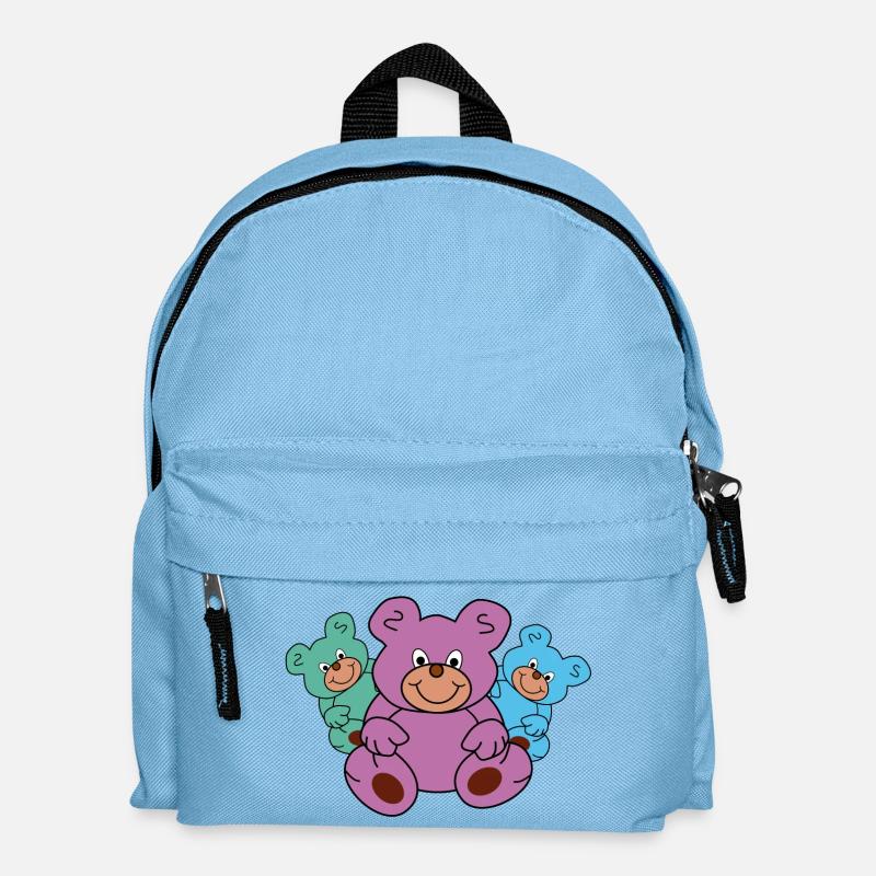 Teddybären Teddys Bären bunt drei - Kinder Rucksack - Hellblau