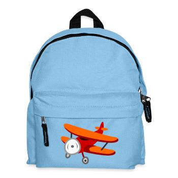 Roter Doppeldecker-Flugzeug - Kinder Rucksack - Hellblau - Vorne