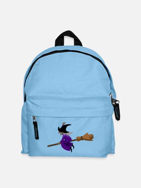 Witch flies on the broom - Kids' Backpack - light blue