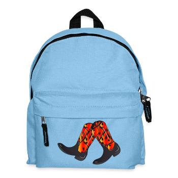 extravagant western boots with flame pattern - Kids' Backpack - light blue - Front