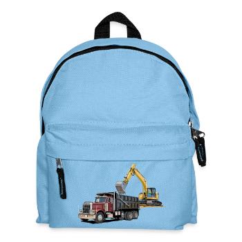 Lastwagen mit Bagger - Kinder Rucksack - Hellblau - Vorne