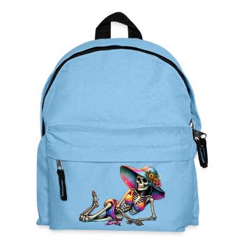 Sunlit Skeleton in Floral Hat - Kids' Backpack - light blue - Front