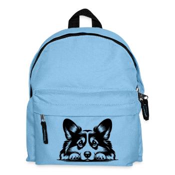 Tête de Corgi Gallois avec Pattes - Sac à dos Enfant - bleu clair - Devant