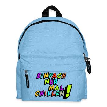 Urlaub, Ferien Spruch Shirt Sticker Lustig chillen - Kinder Rucksack - Hellblau - Vorne