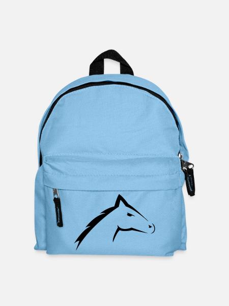 Tête de cheval | Conception de silhouette de tête de cheval - Sac à dos Enfant - bleu clair