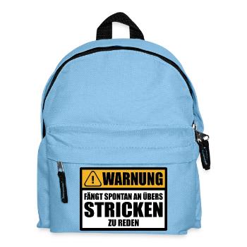 Stricken Wolle Sprüche Lustig witzige mit Humor - Kinder Rucksack - Hellblau - Vorne
