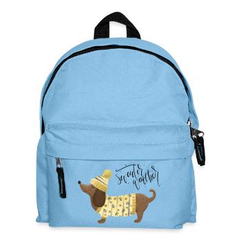 Dackel mit Pullover und MützeSweater Weather gelb - Kinder Rucksack - Hellblau - Vorne
