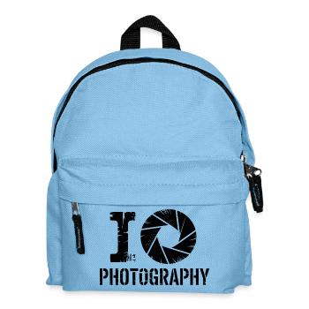Ich Liebe Fotografie Kamera Motiv - Kinder Rucksack - Hellblau - Vorne