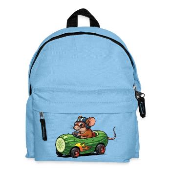 Maus Rennfahrer Seifenkiste Gurke Rennen Sport - Kinder Rucksack - Hellblau - Vorne