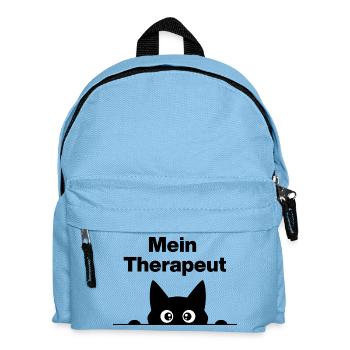 MEIN THERAPEUT IST MEINE KATZE! 😻 FELLNASE PFOTE - Kinder Rucksack - Hellblau - Vorne