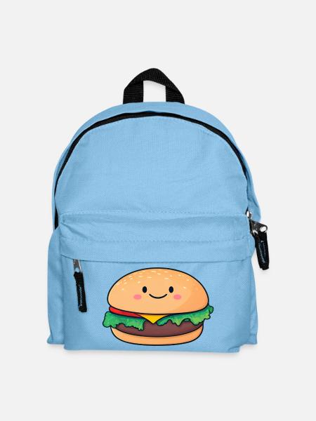 Kawaii Burger Lächelndes Motiv - Kinder Rucksack - Hellblau