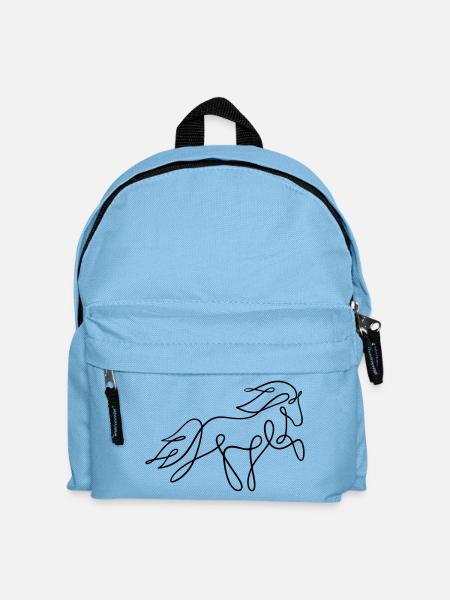 Icelandic horse in tölt as a one-liner - Kids' Backpack - light blue