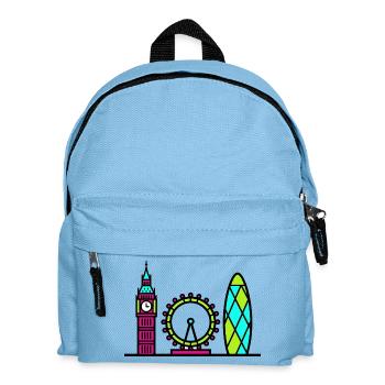 London City Skyline Big Ben Modern Line Art - Kids' Backpack - light blue - Front