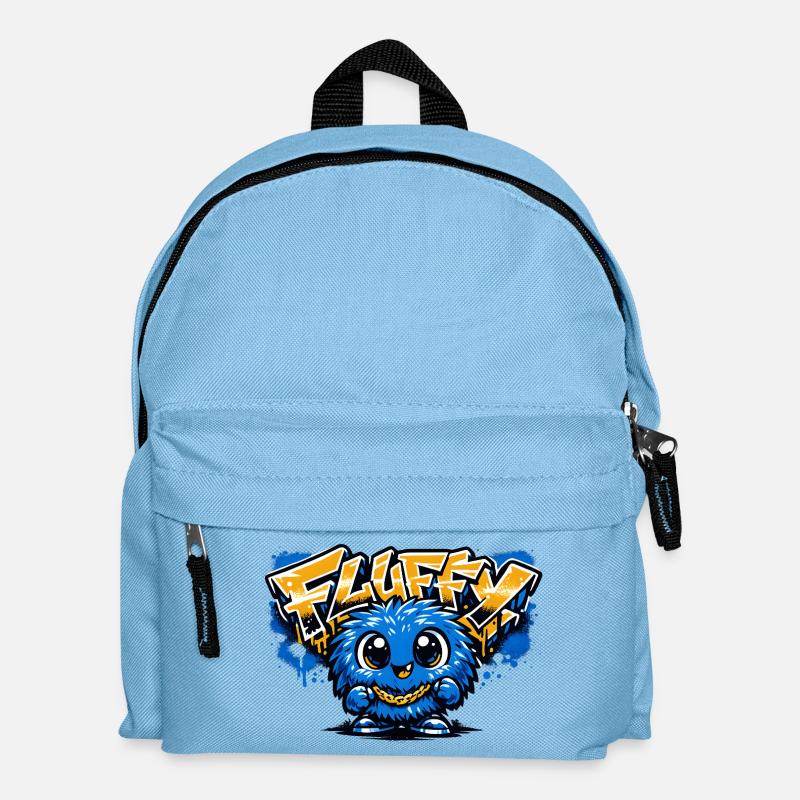 Mascotte bleue Graffiti duveteuse - Sac à dos Enfant - bleu clair