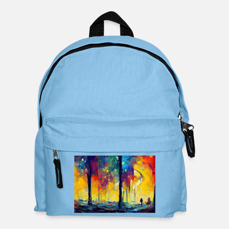 Mondnacht im Farbwald - Kinder Rucksack - Hellblau