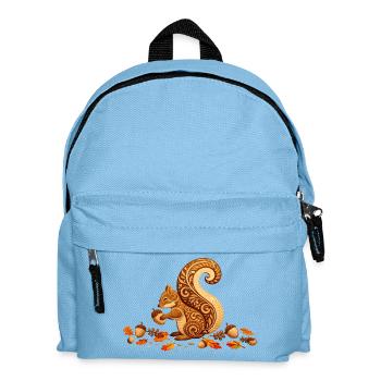 Stylized squirrel with acorn in autumn - Kids' Backpack - light blue - Front