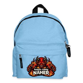 Teufel-Motiv: Komm Ruhig näher - Makaberer Spruch - Kinder Rucksack - Hellblau - Vorne