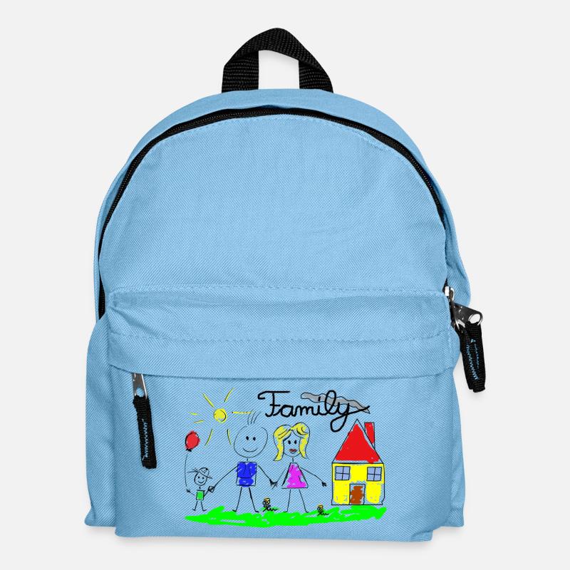Dessin de lignes familiales - Sac à dos Enfant - bleu clair