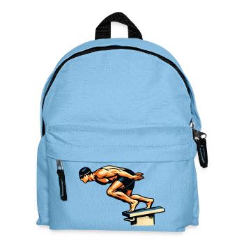 Kraftvoller Schwimmer Startsprung Design - Kinder Rucksack - Hellblau - Vorne