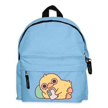 Süße Ente entspannt mit dem Handy. - Kinder Rucksack - Hellblau - Vorne